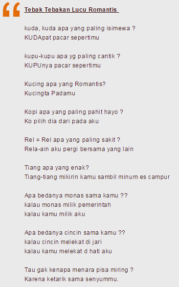 Kumpulan Tebak Tebakan Gombal Buat Gebetan