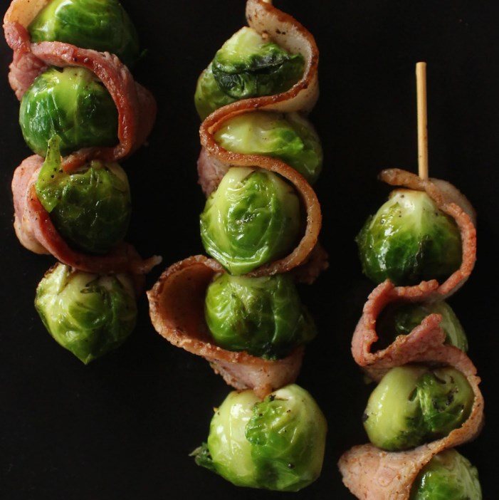 Bacon and Brussels Sprout Skewers #Bacon #Veggies