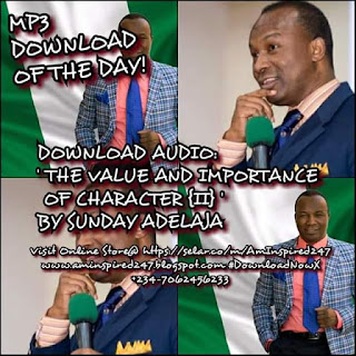 DOWNLOAD AUDIO: 'THE VALUE AND IMPORTANCE OF CHARACTER {1}', BY SUNDAY ADELAJA   Download Link: 'THE VALUE AND IMPORTANCE OF CHARACTER {1}', BY DR. SUNDAY ADELAJA  File Format: MP3 File Size: 15 MB  Details: What is Character? And, what is the value and importance of Character? How do you build Character? What is the key to Character Development? Sunday Adelaja is a world leading expert on Leadership and National Transformation.  DOWNLOAD MORE OF THESE WITH THE DOWNLOAD NOW™ DOWNLOADING TOOLS, SUCH AS:  1. SCHOOL OF SEX 1.0 {49 FREE AUDIOS & EBOOKS } 2. SCHOOL OF MARRIAGE & RELATIONSHIP 1.0 { 120 FREE AUDIOS, EBOOKS, & VIDEO } 3. SCHOOL OF MARRIAGE & RELATIONSHIP 2.0 {184 FREE AUDIOS, EBOOKS, & VIDEO} 4. SCHOOL OF SEX 2.0 5. SCHOOL OF BOOKS 1.0 { 132 FREE EBOOKS } VISIT OUR ONLINE STORE HERE.....  For more Details & Downloads, Call/SMS/Whatsapp/Telegram +234-7062456233 { https://api.whatsapp.com/send?phone=+2347062456233 }