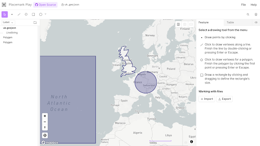 a screenshot of the Placemark Play geodata editor