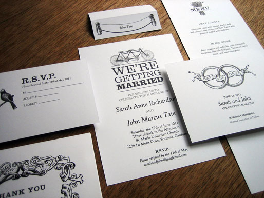 Invitations savethedate cards response cards wedding program menu 