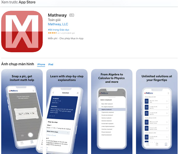 Mathway (tiếng Việt) - Tải ứng dụng trên Google Play b1