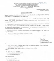 EXTENSION OF VALIDITY PERIOD OF ALREADY EMPANELLED HEALTH CARE ORGANIZATION (HOC’S) UNDER CGHS w.e.f. 1st MAY- 2024 to 30th APRIL-25