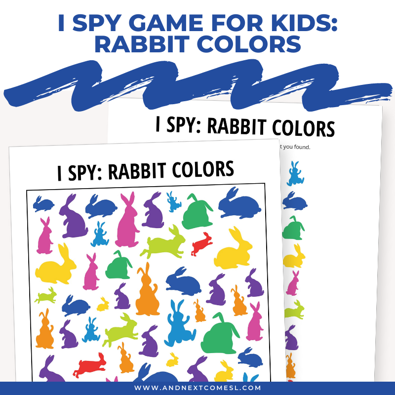 Printable rabbit colors I spy game for kids