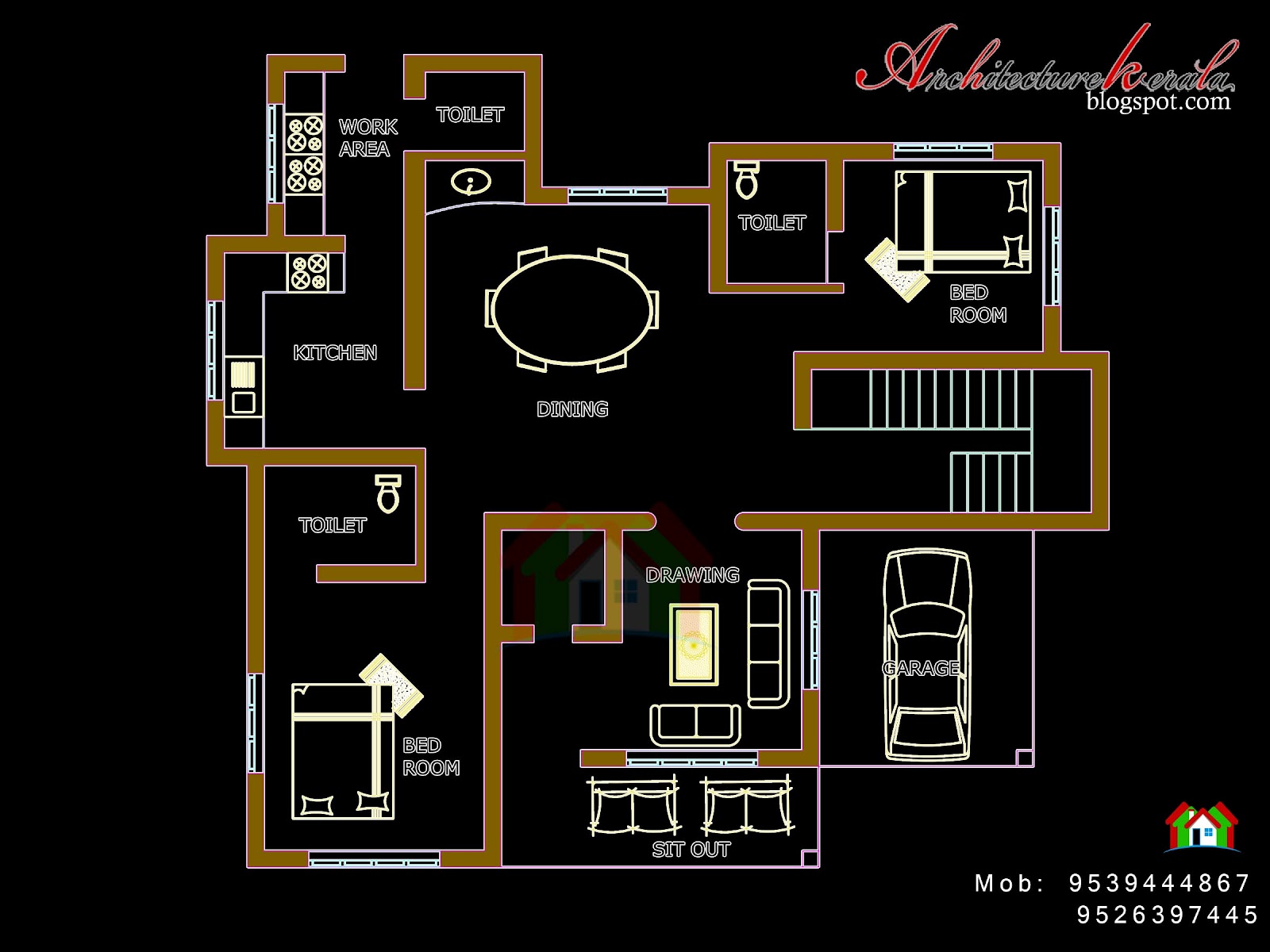 Architecture Kerala  FOUR BED ROOM HOUSE  PLAN