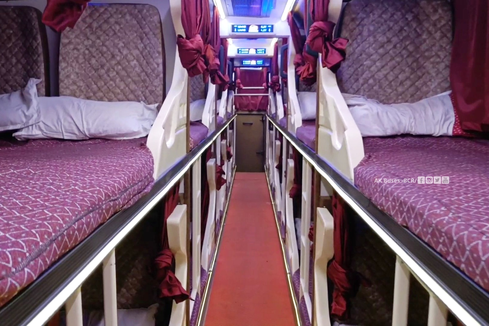 Kanker Roadways New Eicher 13.5m sleeper bus interior