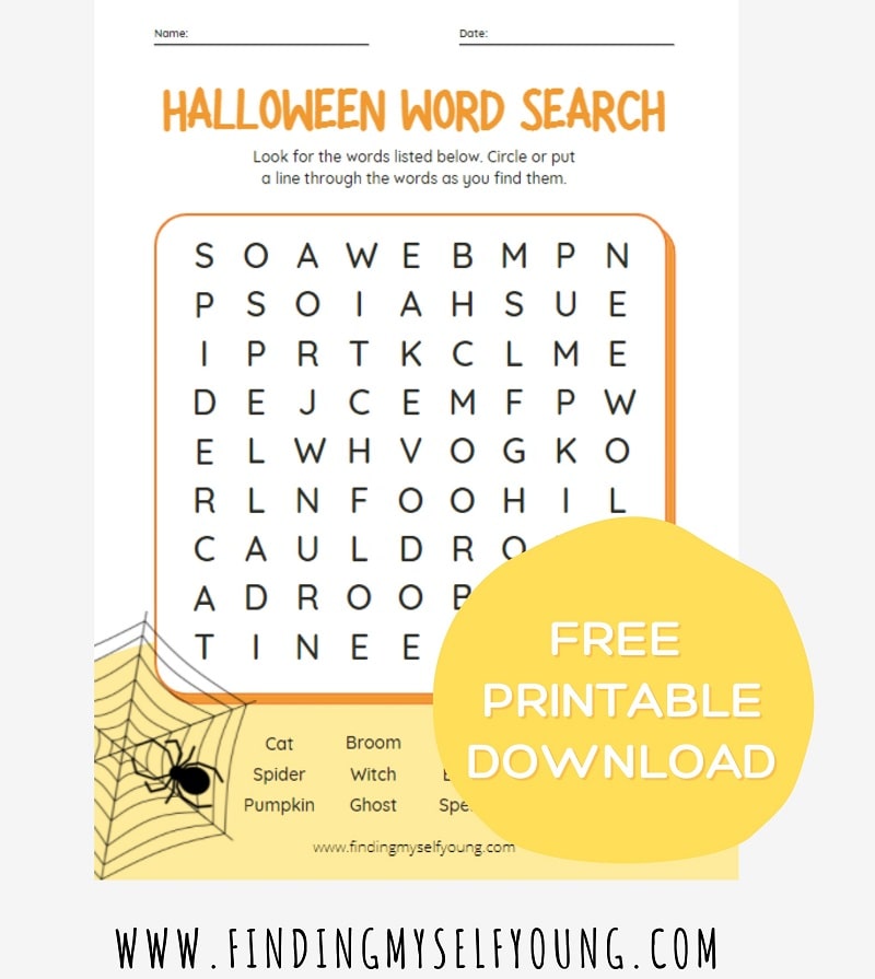 halloween word search printable