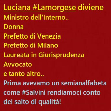 Luciana Lamorgese Ministro degli Interni Conte bis