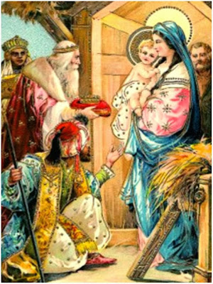 En la imagen los Tres Reyes Magos adorando al Niño Jesus