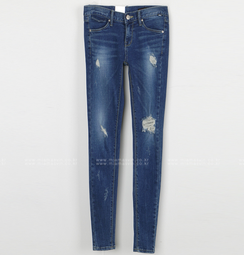 Low Rise Basic Torn Jeans