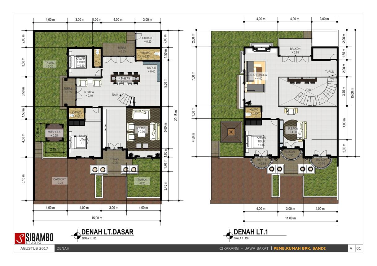 Denah Rumah Ukuran 15 X 20 Top Rumah