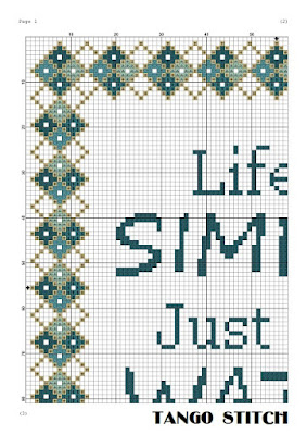 Life is simple. Just add water funny cross stitch hand embroidery pattern - Tango Stitch