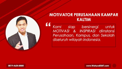 MOTIVATOR PERUSAHAAN KAMPAR KALTIM modul pelatihan mengenai MOTIVATOR PERUSAHAAN KAMPAR KALTIM, tujuan training MOTIVATOR PERUSAHAAN KAMPAR KALTIM, judul training MOTIVATOR PERUSAHHAN KAMPAR KALTIM, judul training untuk karyawan KAMPAR KALTIM, training motivasi mahasiswa KAMPAR KALRIM, silabus training, modul pelatihan motivasi kerja pdf, motivasi kinerja karyawan, judul motivasi terbaik, contoh tema seminar motivasi, tema training motivasi pelajar, tema training motivasi mahasiswa, materi training motivasi untuk siswa ppt, contoh judul pelatihan, tema seminar motivasi untuk mahasiswa, materi motivasi sukses, silabus training, motivasi kinerja karyawan, bahan motivasi karyawan, motivasi kinerja karyawan, motivasi kerja karyawan, cara memberi motivasi karyawan dalam bisnis internasional, cara dan upaya meningkatkan motivasi kerja karyawan, judul, training motivasi, kelas motivasi   MOTIVATOR PERUSAHAAN KAMPAR KALTIM Training motivasi Perusahaan di KAMPAR KALTIM : Training Motivasi merupakan training yang sangat dibutuhkan oleh perusahaan dengan jenis apapun, baik jasa maupun manufaktur.  Beberapa waktu belakangan ini, banyak lembaga training motivasi bermunculan. maka SMT (SPIRITUAL MOTIVATION TRAINING) hadir dengan memberikan layanan jasa training motivasi terbaik untuk instansi Anda.  ○ MOTIVATOR PERUSAHAAN KAMPAR KALTIM yang kami selenggarakan Alhamdulillah pelatihan motivasi SMT telah memberikan semangat pencerahan dan inspirasi bagi para peserta yang mengikutinya.  Kami senantiasa menghadirkan trainer-trainer yang berpengalaman mengisi program-program pendidikan dan pelatihan di beberapa perusahaan baik jasa maupun manufaktur. Trainer/Motivator kami yang berkompeten dan berpengalaman di SMT ini membuat setiap penyelenggaraan training motivasi menjadi lebih hidup dan interaktif yang membuat setiap peserta aktif dan terlibat dalam setiap sesi training motivasi yang kami selenggarakan diberbagai kota di Indonesia.  ○Pengalaman yang telah kami jalankan selama lebih dari 7 tahun dalam memberikan Training Motivasi di KAMPAR KALTIM dan beberapa perusahaan di seluruh Indonesia, membuat kami semakin matang dengan memadukan beberpa konsep pendidikan dan pelatihan.  Sama halnya dengan Training Character Building, Training Leadership dan Training Team Building dimana Experiential Learning sebagai salah satu core concept SMT. Spiritual Motivation Training dalam Training Motivasi ini telah dipadukan dengan Hypnosis, Hypnotherapi, Neuro Lingusitik Programming (NLP), Emotional dan Spiritual Intelligence dan Assessment through Motivation Training, Analogue Therapy serta Diskusi dan brainstorming dan Coaching and Counseling. Dengan demikian, training motivasi yang kita berikan tidak sebatas hanya saat di kelas saja, tetapi pre dan pasca kegiatan training mtoivasi pun kami senantiasa melakukan approaching terhadap manajemen atau peserta training motivasi.  ○PROFIL MOTIVATOR KAMPAR KALTIM & TRAINING MOTIVASI KAMPAR KALTIM Wahyudi SMT.,C.Ht.,C.NNLP.,C.NLC Energik, lucu, inspiratif dan menyentuh emosi, itulah ciri khas performance dirinya. Wahyudi SMT yang kapasitasnya sebagai pembicara publik dan master trainer Trainer SMT. Wahyudi SMT sebagai narasumber dibidang pendidikan, leadership, dan motivasi pemberdayaan SDM di lembaga SMT (Spiritual Motivation Training). Selain di SMT, Wahyudi SMT juga menjadi Master Trainer di Akademi Motivator Indonesia, trainer di Mentor FM, GGLC Indonesia juga di GPRS outbound Surabaya.  Ketertarikannya dalam bidang pengembangan diri dan sumber daya manusia (Human Development) membawanya untuk mempelajari Publik Speaking, Hypnotherapy, Neuro Lingustik Programming (NLP), Analogue Therapy, Konseling, Psikoterapi Praktis dan Coaching. Berbagai pelatihan dan sertifikasi yang diikuti, membuahkan percepatan perubahan diri menjadi lebih baik serta meningkatnya kemampuan untuk memfasilitasi perubahan SDM melalui pelatihan maupun konsultasi.  ○UNDANG TRAINING MOTIVASI DI KAMPAR KALTIM, bisa menghubungi Tim Marketing kami di MOBILE / WA : 0819-4654-8000  MOTIVATOR PERUSAHAAN KAMPAR KALTIM modul pelatihan mengenai MOTIVATOR PERUSAHAAN KAMPAR KALTIM, tujuan training MOTIVATOR PERUSAHAAN KAMPAR KALTIM, judul training MOTIVATOR PERUSAHHAN KAMPAR KALTIM, judul training untuk karyawan KAMPAR KALTIM, training motivasi mahasiswa KAMPAR KALRIM, silabus training, modul pelatihan motivasi kerja pdf, motivasi kinerja karyawan, judul motivasi terbaik, contoh tema seminar motivasi, tema training motivasi pelajar, tema training motivasi mahasiswa, materi training motivasi untuk siswa ppt, contoh judul pelatihan, tema seminar motivasi untuk mahasiswa, materi motivasi sukses, silabus training, motivasi kinerja karyawan, bahan motivasi karyawan, motivasi kinerja karyawan, motivasi kerja karyawan, cara memberi motivasi karyawan dalam bisnis internasional, cara dan upaya meningkatkan motivasi kerja karyawan, judul, training motivasi, kelas motivasi