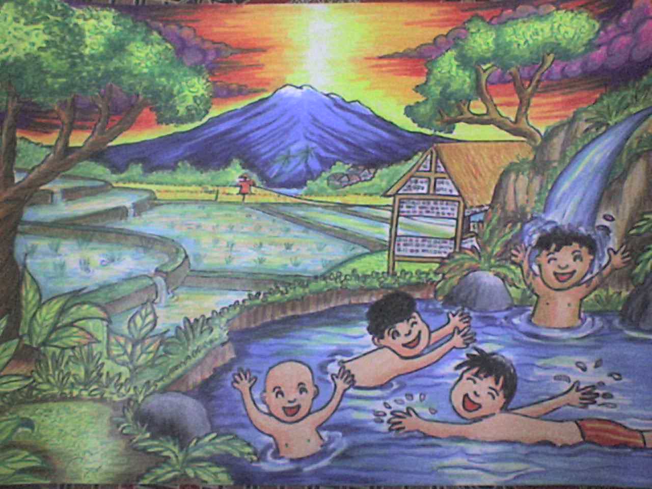 Lukisan Alam Krayon - Koleksi Gambar HD