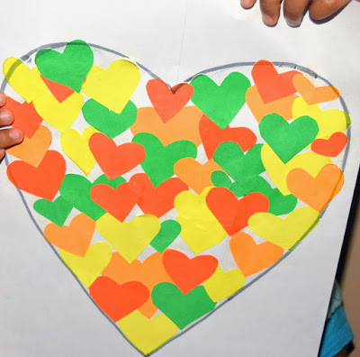 Learning Shapes Activity with Heart shape collage