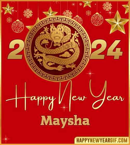 Happy New Year 2024 gif wishes Dragon Maysha