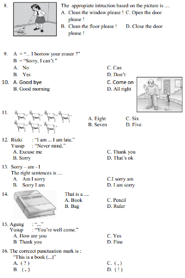 Contoh Soal Bahasa Inggris Kelas 4 Sd Semester 2 – Berbagai Contoh