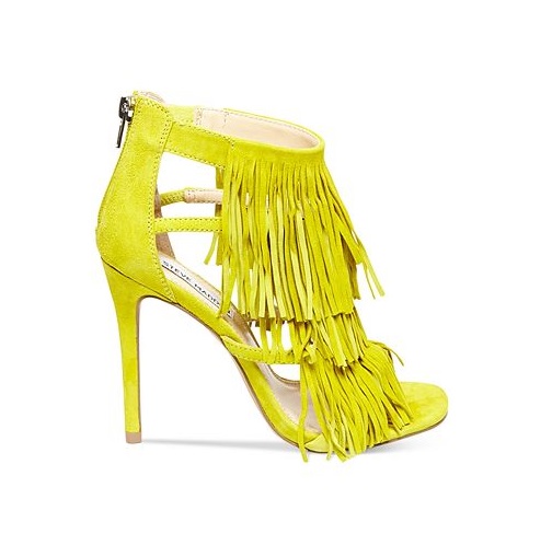 Steve Madden yellow fringe high heeled stiletto sandals