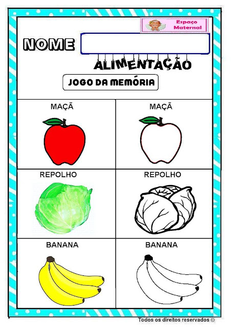 Dia da saúde e nutrição,jogo da memória