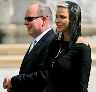 Prince Albert and Princess Charlene meet Pope Francis in Vatican