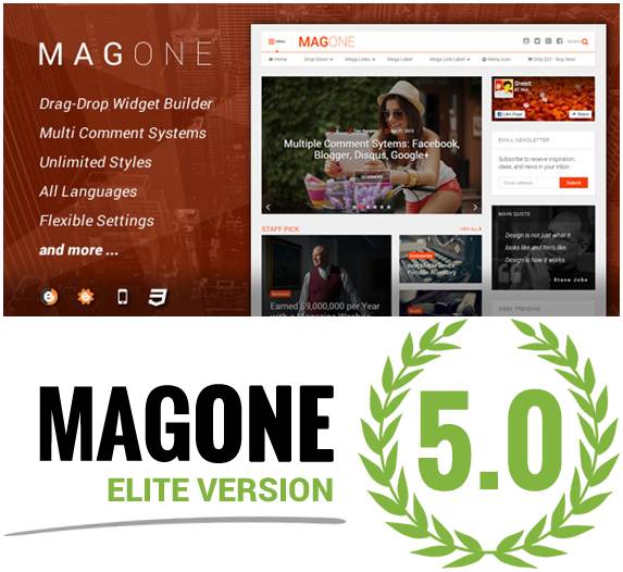  template is flexible together with responsive journal template for Blogger  MagOne Elite - V5.0.4 Responsive Newspaper & Magazine Template