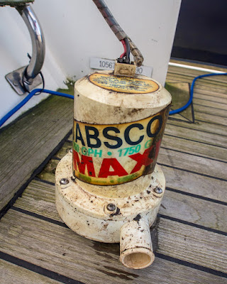 Photo of the manual pump that is being relocated to the bow bilges