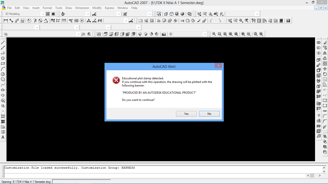Cara menghilangkan tulisan produced by an autodesk educational product pada autocad