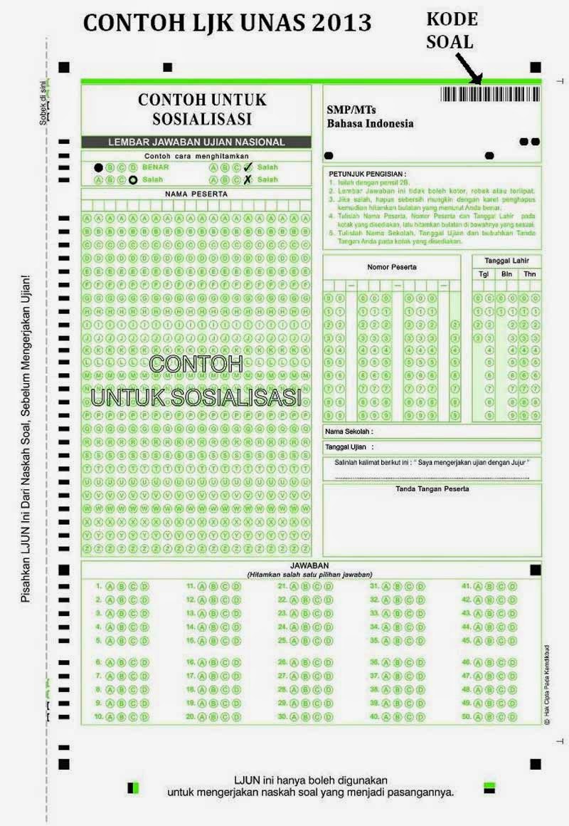 Contoh LJUN-LJK Ujian Nasional 2013