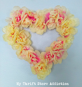 dollar store peony heart wreath