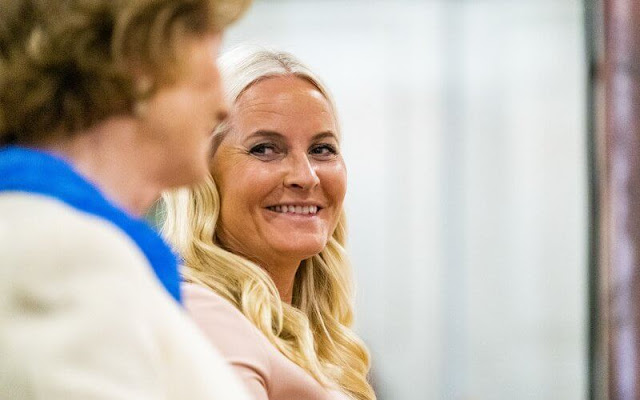 Queen Sonja, Crown Princess Mette-Marit and Maud Angelica Behn attended the opening of the exhibition