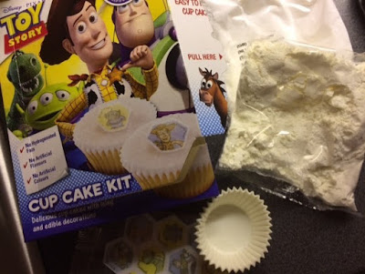 The contents of the box, including ingredients and cupcake cases