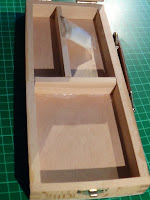 The inner compartments of the brush case