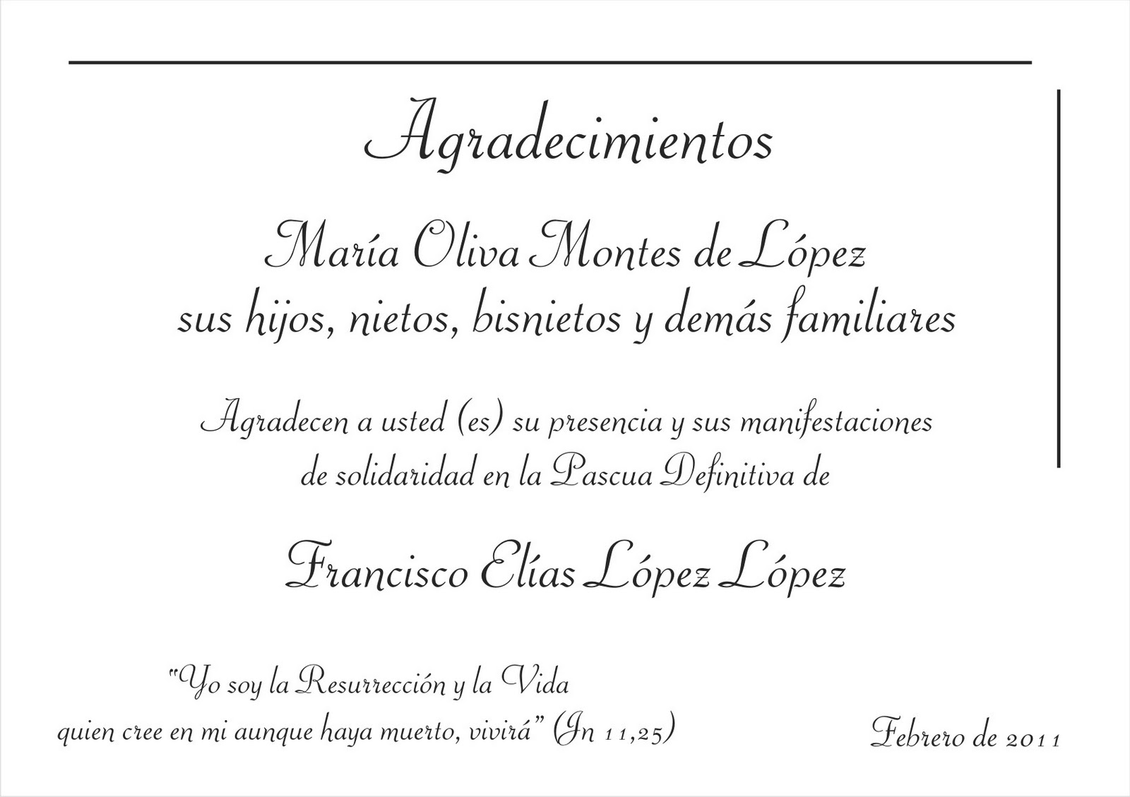 Tarjeta de agradecimiento por fallecimiento - Imagui