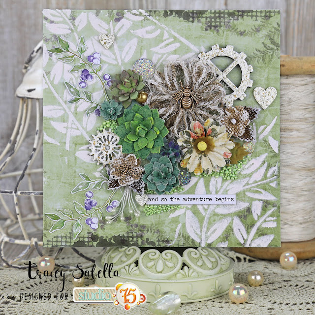 "The Adventure Begins" Mixed Media Mother's Day Card by Tracey Sabella for Studio75: #traceysabella #studio75 #scrapiniec #littlebirdiecrafts #acmoore #littlebirdiecraftsflowers #artistico #agateria #prills #finnabair #helmar #The Crafter's Workshop #timholtz #rangerink #stampendous #mixedmedia #shabbychic #mixedmediaart #mixedmediacard #mixedmediacards #shabbychiccard #shabbychiccards #diycard #diycards #handcraftedcard #handcraftedcards #diycrafts  #handmadecard #handmadecards #mothersday #mothersdaycard #mothersdaycards