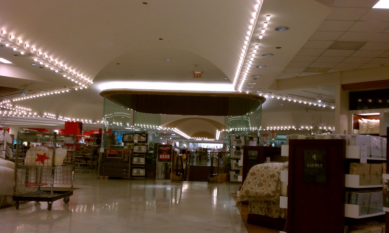 The ceiling in the middle of the store has much more color and detail ...