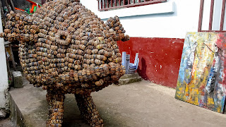 It takes 3 months to create this sculpture in the Congo