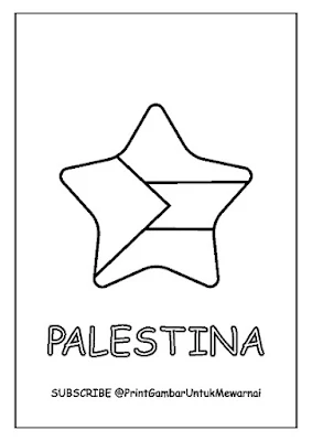 Gambar Mewarnai Bendera Palestina PDF Bentuk Bintang 2
