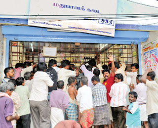 Crowd before Liquor Shop