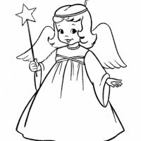 Religious coloring page of Christmas angel