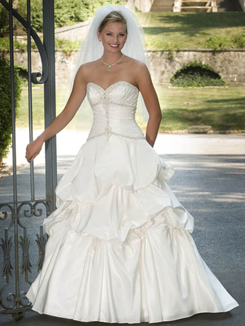 White Strapless Princess Wedding Dresses