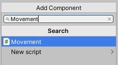 Adding the Movement script to the cube