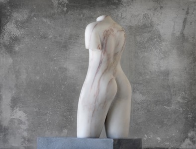 Walking Figure: PORTUGUESE MARBLE, 2015; W 15cm, H 35 cm, D 12 cm; SOLD