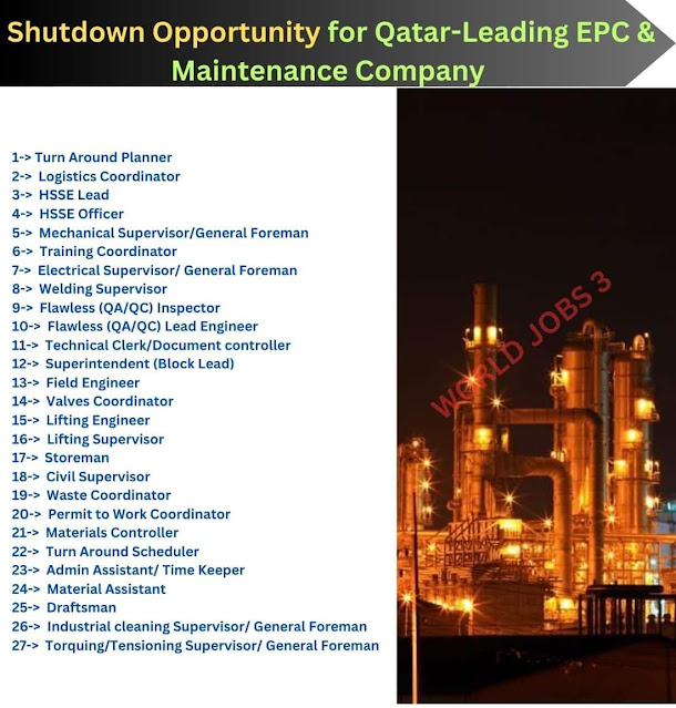 Shutdown Opportunity for Qatar-Leading EPC & Maintenance Company