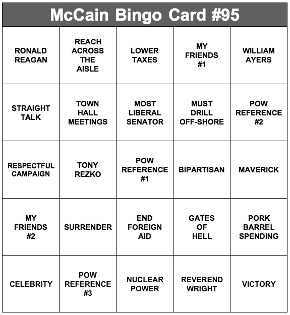 john mccain pow. us John McCain POW Bingo!