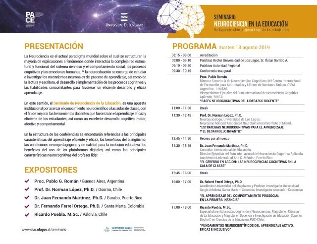 Programa Seminario Internacional “Neurociencia en la educación”