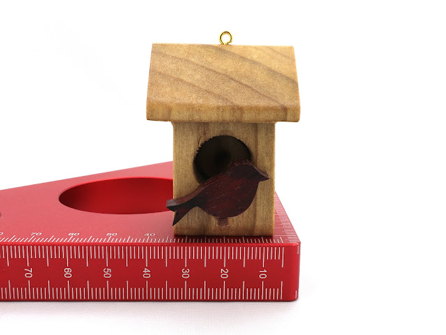 Handmade Wood Miniature Birdhouse Christmas Tree Ornament