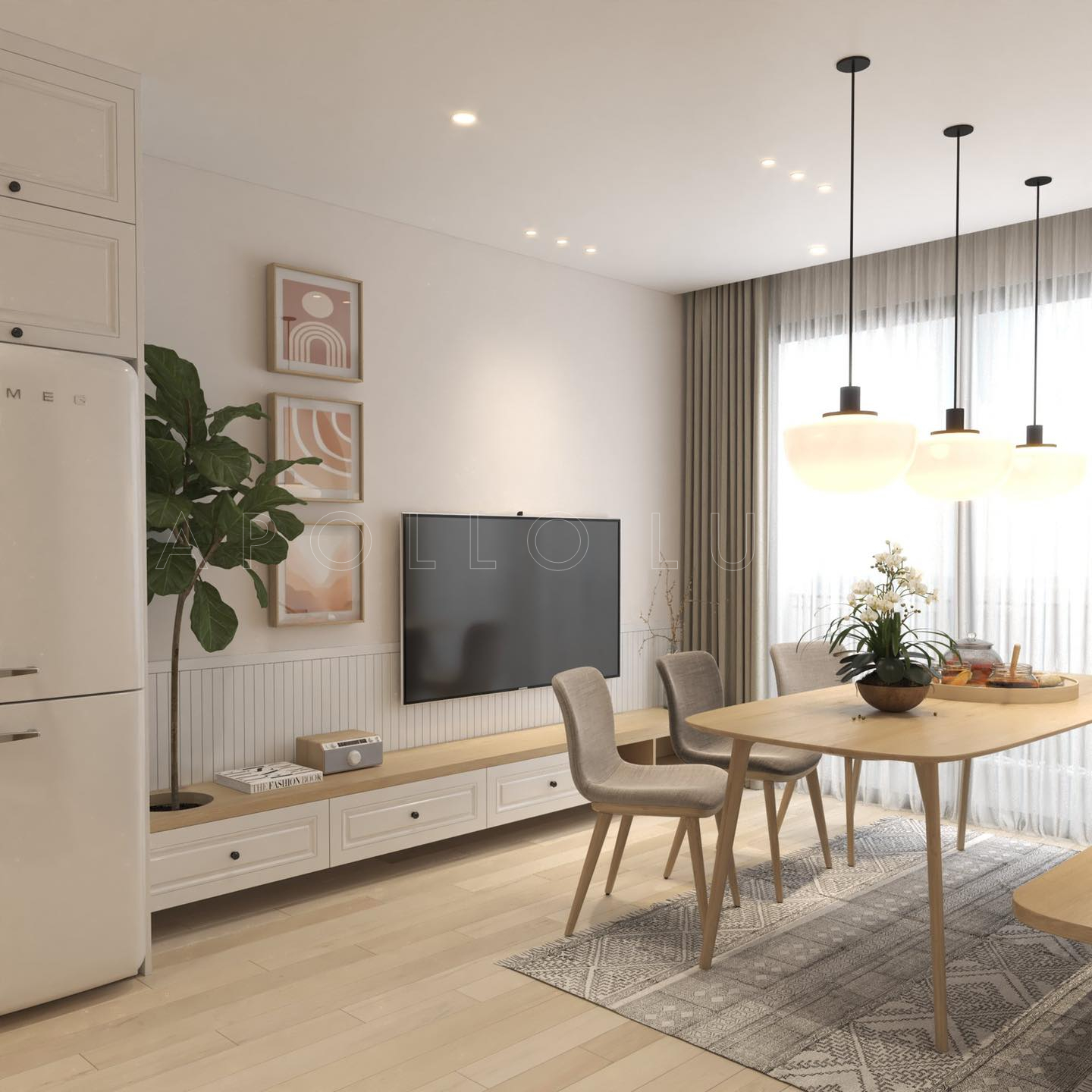 Thiết kế nội thất Vinhomes Smart City căn hộ 55m2 phong cách Scandinavian