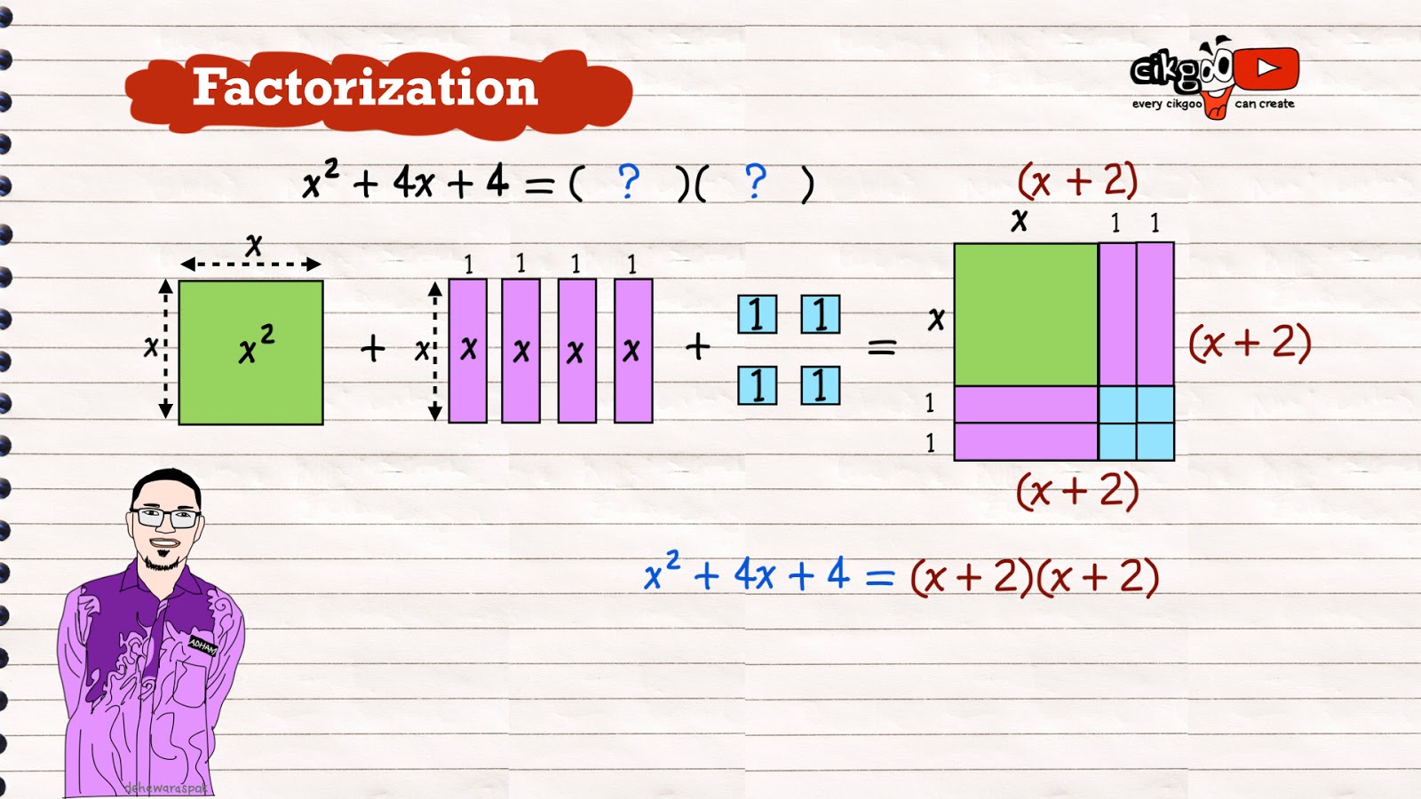 Jom belajar pemfaktoran kuadratik bentuk (x + a)(x + b)