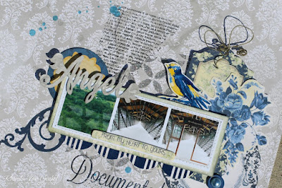 Angel Documented Mixed Media Scrapbook Page featuring Genevieve Collection and Celebrate Laser Chipboard by BoBunny designed by Rhonda Van Ginkel