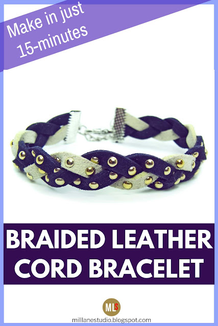 Dark purple and white studded faux suede bracelet inspiration sheet